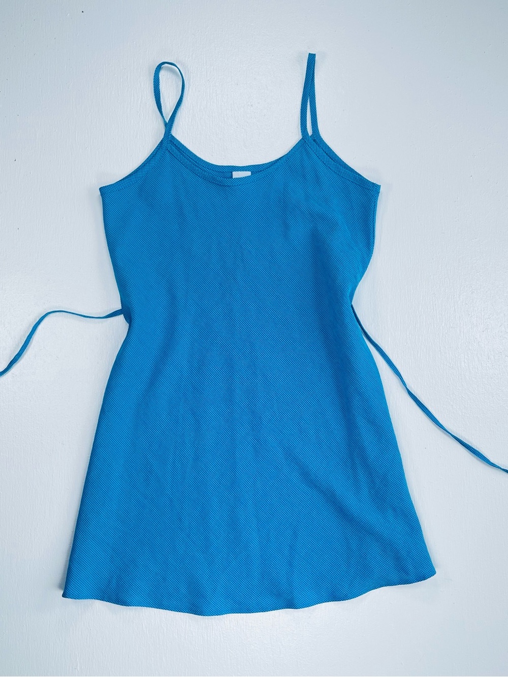2000s y2k Blue Check Sundress Small Sleeveless Young Canda Minidress Waist Tie